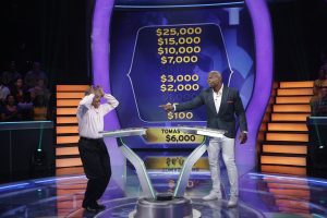 Host Terry Crews on the set of "Millionaire."