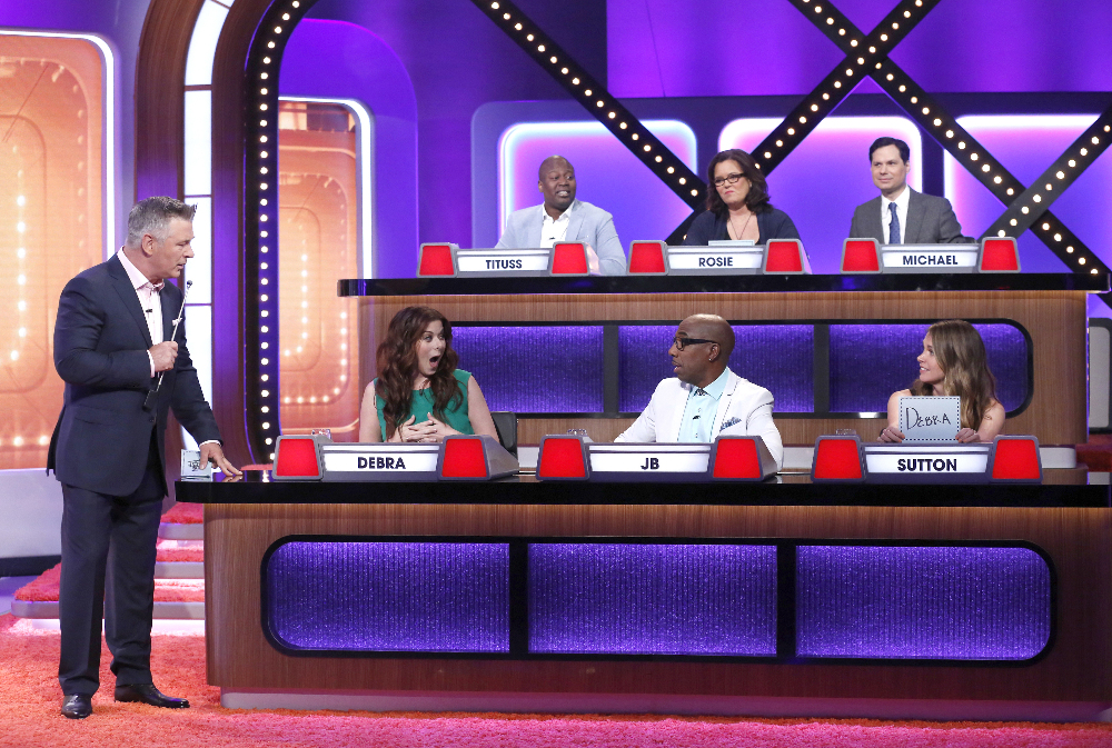 ALEC BALDWIN; TITUSS BURGESS, ROSIE O'DONNELL, MICHAEL IAN BLACK (top row); DEBRA MESSING, JB SMOOVE, SUTTON FOSTER (bottom row)